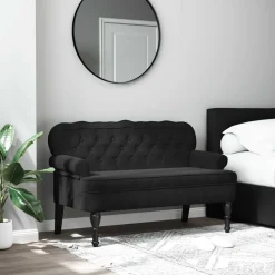 vidaXL Bank met rugleuning zwart 119,5x64,5x75 cm fluweel