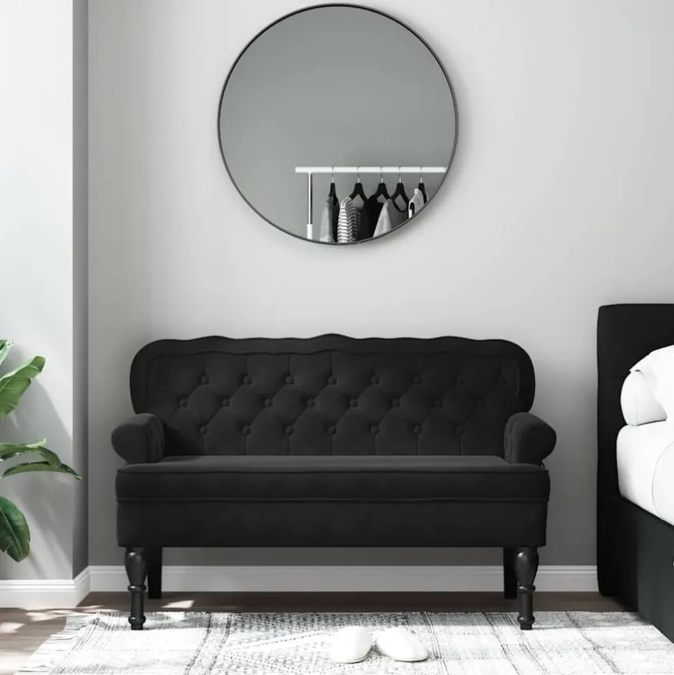 vidaXL Bank met rugleuning zwart 119,5x64,5x75 cm fluweel