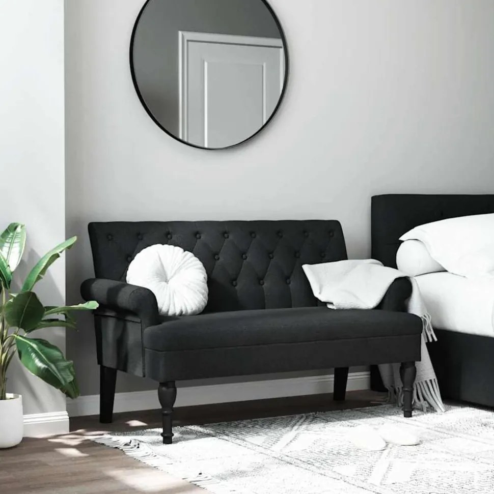 vidaXL Bank met rugleuning zwart 120x62x75,5 cm stof