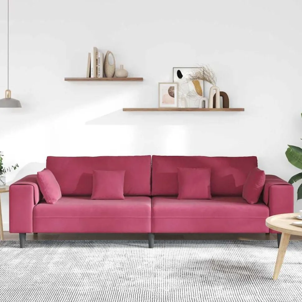 vidaXL Bank Wijnrood 250 x 77 x 76 cm Fluweel