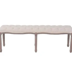 vidaXL Bank 150x40x48 cm linnen massief hout crèmewit