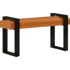 vidaXL Bankje 110 cm echt geitenleer zwart en bruin