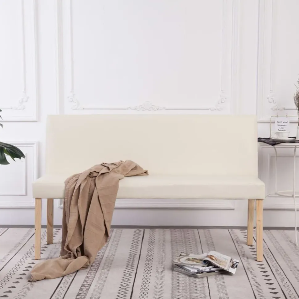 vidaXL Bankje 139,5 cm kunstleer crème