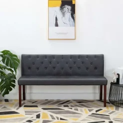 vidaXL Bankje 148,5 cm kunstsuède grijs
