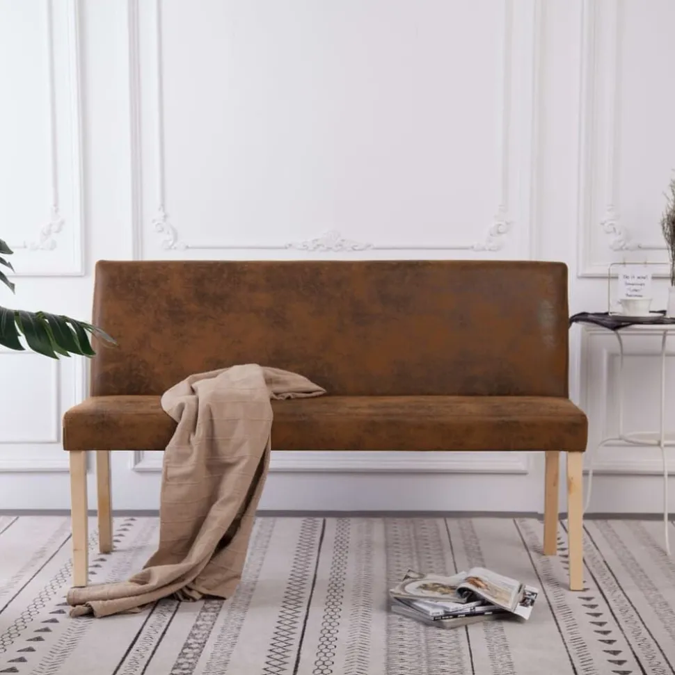 vidaXL Bankje 139,5 cm kunstsuède bruin