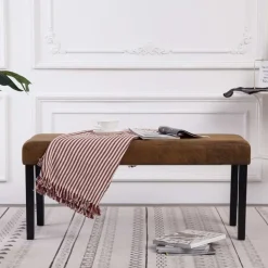 vidaXL Bankje 106 cm kunstsuède bruin
