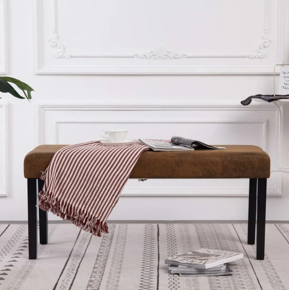 vidaXL Bankje 106 cm kunstsuède bruin