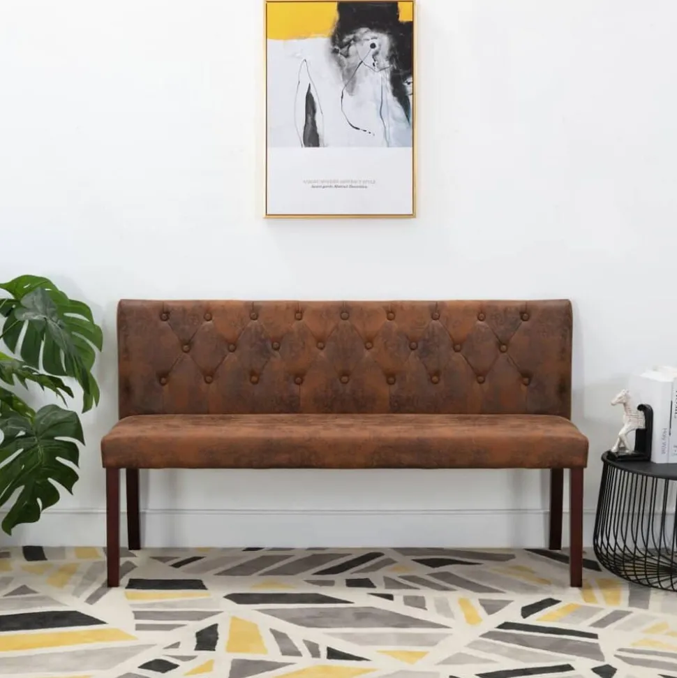 vidaXL Bankje 148,5 cm kunstsuède bruin