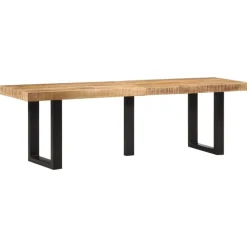 vidaXL Bankje 160 cm massief ruw mangohout en staal