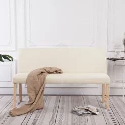 vidaXL Bankje 139,5 cm polyester crème