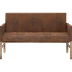 vidaXL Bankje met armleuning 140 cm kunstsuède bruin