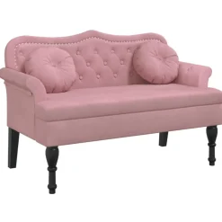 vidaXL Bankje met kussens 120,5x65x75 cm fluweel roze