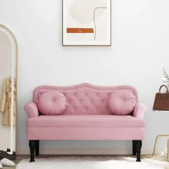 vidaXL Bankje met kussens 120,5x65x75 cm fluweel roze