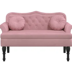 vidaXL Bankje met kussens 120,5x65x75 cm fluweel roze