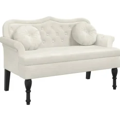 vidaXL Bankje met kussens 120,5x65x75 cm fluweel crèmekleurig