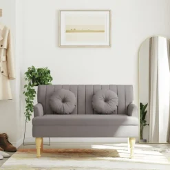 vidaXL Bankje met kussens 113x64,5x75,5 cm stof taupe
