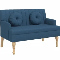 vidaXL Bankje met kussens 113x64,5x75,5 cm stof blauw