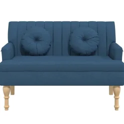 vidaXL Bankje met kussens 113x64,5x75,5 cm stof blauw
