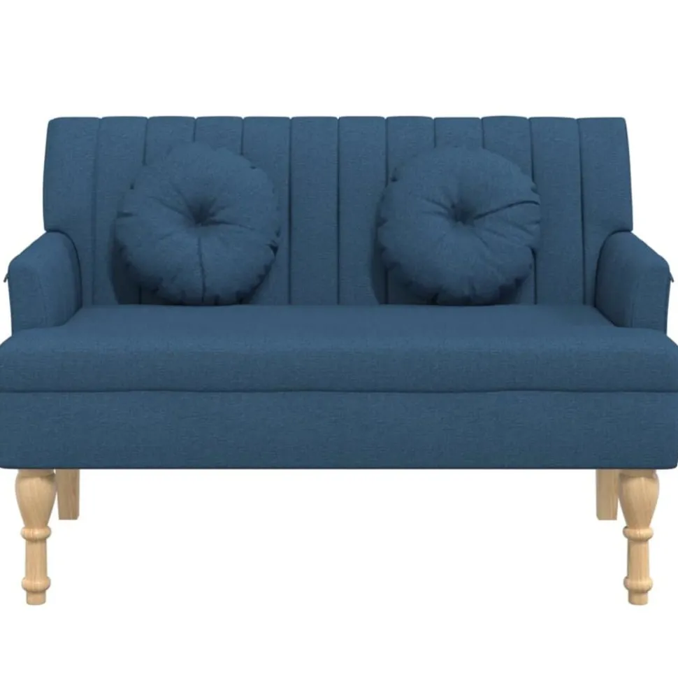 vidaXL Bankje met kussens 113x64,5x75,5 cm stof blauw