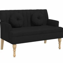 vidaXL Bankje met kussens 113x64,5x75,5 cm stof zwart