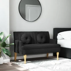 vidaXL Bankje met kussens 113x64,5x75,5 cm stof zwart