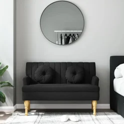 vidaXL Bankje met kussens 113x64,5x75,5 cm stof zwart