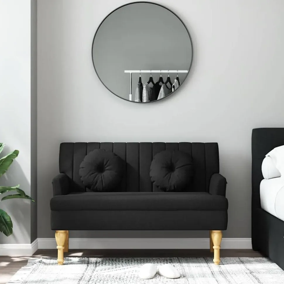 vidaXL Bankje met kussens 113x64,5x75,5 cm stof zwart