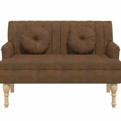 vidaXL Bankje met kussens 113x64,5x75,5 cm kunstsuèdeleer bruin