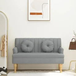 vidaXL Bankje met kussens 113x64,5x75,5 cm stof lichtgrijs