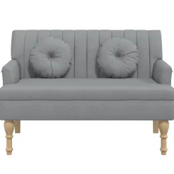 vidaXL Bankje met kussens 113x64,5x75,5 cm stof lichtgrijs