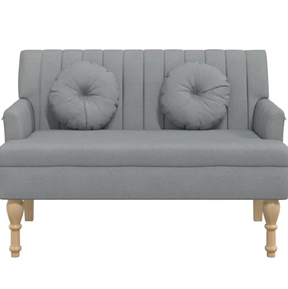vidaXL Bankje met kussens 113x64,5x75,5 cm stof lichtgrijs