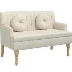 vidaXL Bankje met kussens 113x64,5x75,5 cm linnen