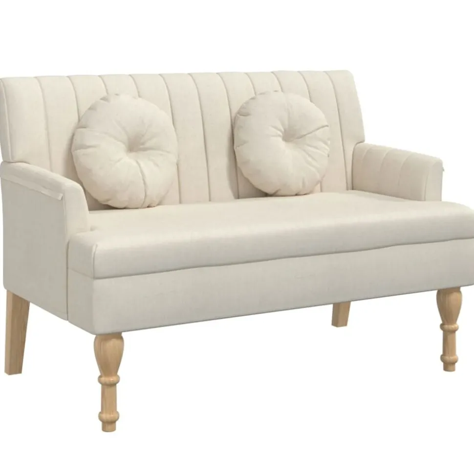 vidaXL Bankje met kussens 113x64,5x75,5 cm linnen