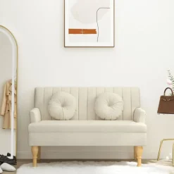 vidaXL Bankje met kussens 113x64,5x75,5 cm linnen