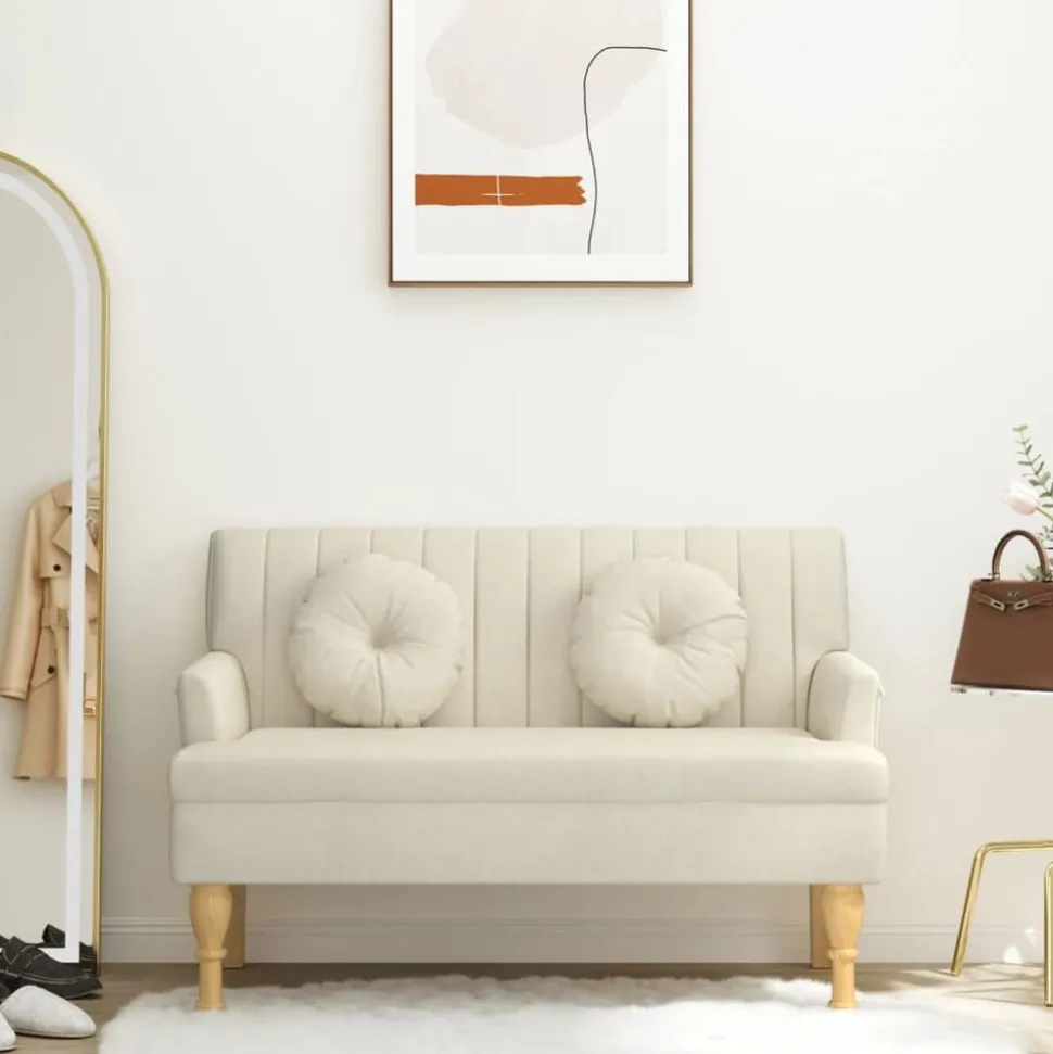 vidaXL Bankje met kussens 113x64,5x75,5 cm linnen