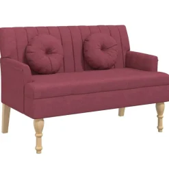 vidaXL Bankje met kussens 113x64,5x75,5 cm stof wijnrood