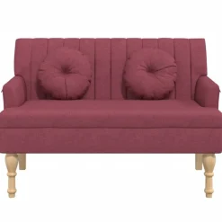 vidaXL Bankje met kussens 113x64,5x75,5 cm stof wijnrood