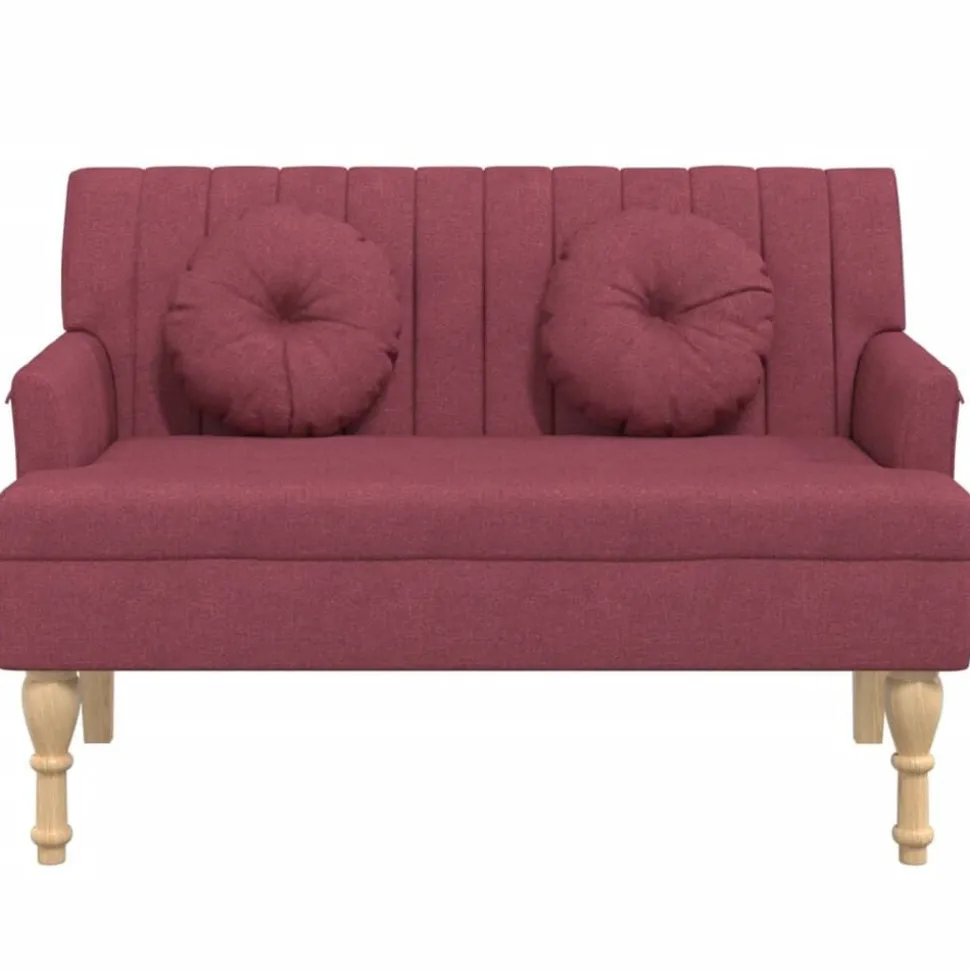 vidaXL Bankje met kussens 113x64,5x75,5 cm stof wijnrood