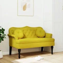 vidaXL Bankje met kussens 120,5x65x75 cm fluweel geel