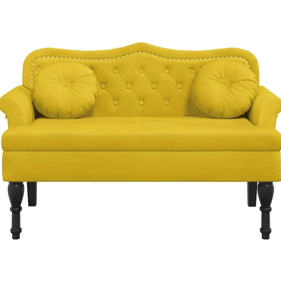 vidaXL Bankje met kussens 120,5x65x75 cm fluweel geel
