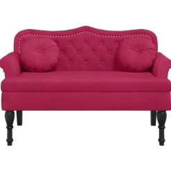 vidaXL Bankje met kussens 120,5x65x75 cm fluweel wijnrood