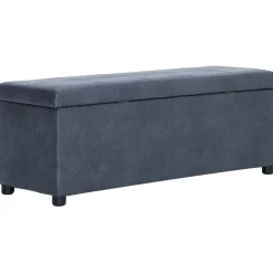 vidaXL Bankje met opbergvak 116 cm kunstsuède grijs