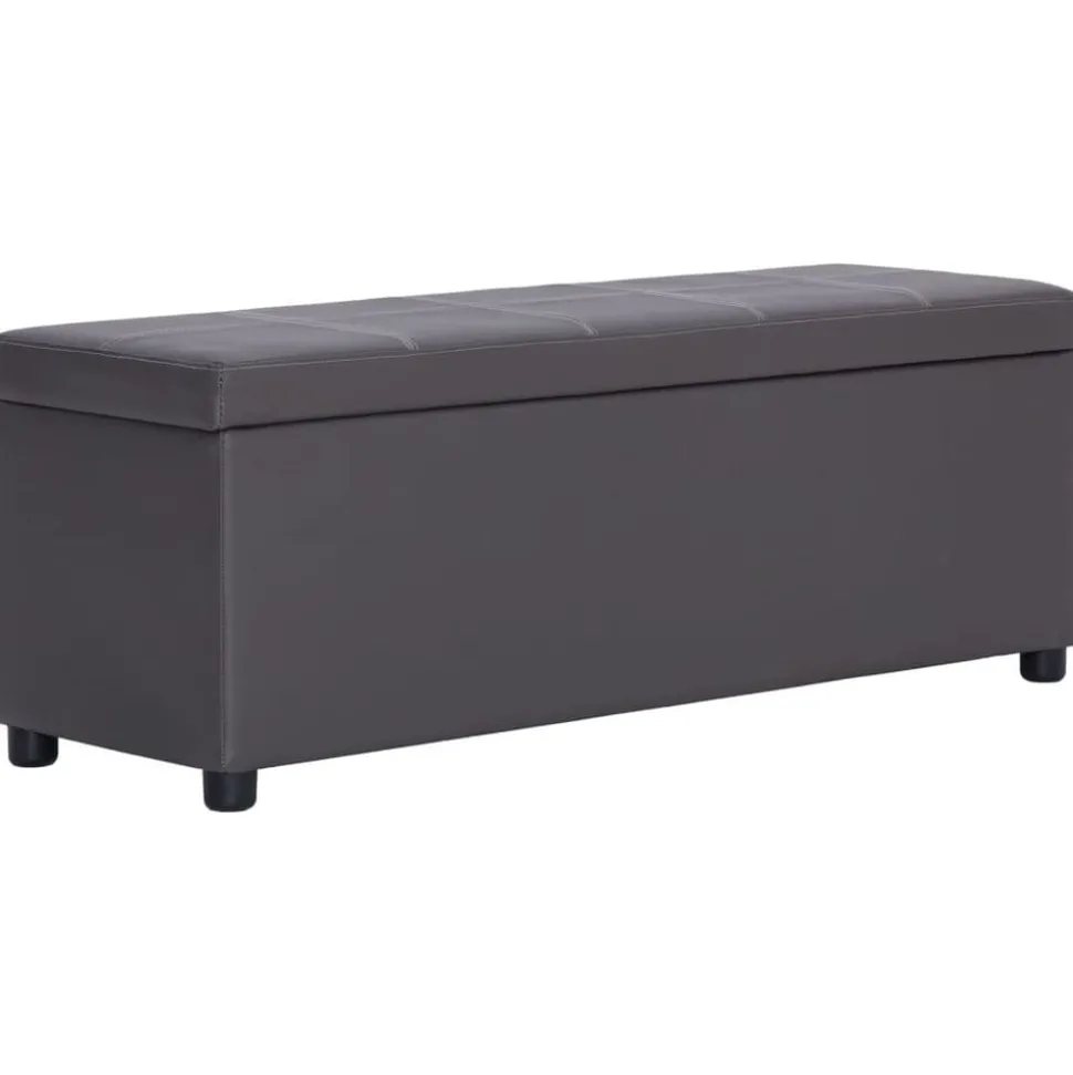vidaXL Bankje met opbergvak 116 cm kunstleer grijs