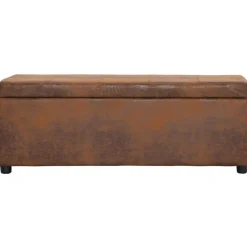 vidaXL Bankje met opbergvak 116 cm kunstsuède bruin