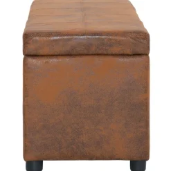 vidaXL Bankje met opbergvak 116 cm kunstsuède bruin