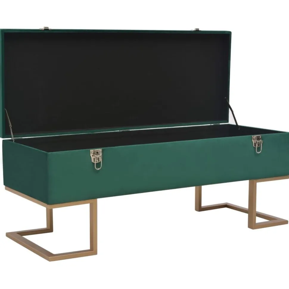 vidaXL Bankje met opbergvak 105 cm fluweel groen