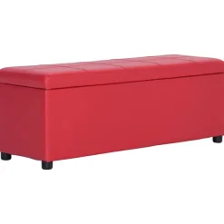 vidaXL Bankje met opbergvak 116 cm kunstleer rood