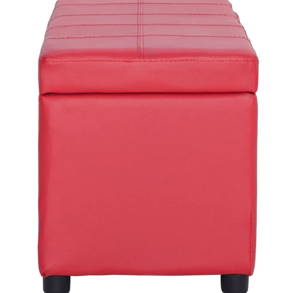 vidaXL Bankje met opbergvak 116 cm kunstleer rood