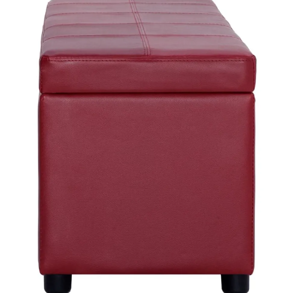vidaXL Bankje met opbergvak 116 cm kunstleer wijnrood