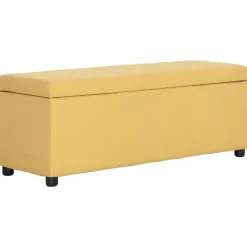 vidaXL Bankje met opbergvak 116 cm polyester geel